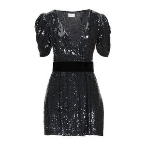 P.A.R.O.S.H. NWT Goody Sequin Cocktail Dress   w/Velvet Belt in Black Size S